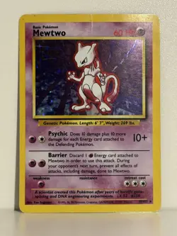Pokemon Mewtwo Base Set Holo Rare 10/102 English 1999 TCG Unlimited - Image 1