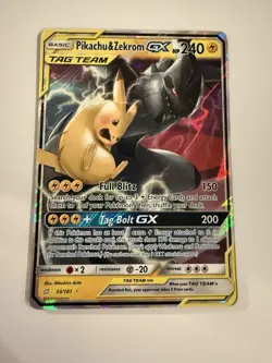 Pokemon Pikachu & Zekrom GX 240 HP TAG TEAM Ultra Rare Team Up 33/181 Holo - Image 1