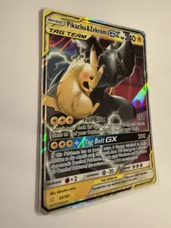 Pokemon Pikachu & Zekrom GX 240 HP TAG TEAM Ultra Rare Team Up 33/181 Holo - Image 2