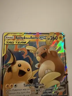 Pokemon Raichu & Alolan Raichu GX 260 HP Secret Rare TAG TEAM 241/236 Holo - Image 4