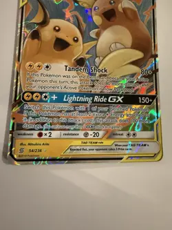 Pokemon Raichu & Alolan Raichu GX 260 HP Secret Rare TAG TEAM 241/236 Holo - Image 5