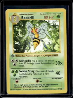Pokemon Base Set (Shadowless) Beedrill 17/102 - Image 1