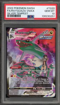 Pokemon Rayquaza VMAX Silver Tempest Trainer Gallery Full Art #TG20 PSA 10 - Image 1