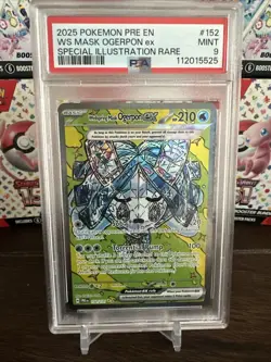 Pokemon Prismatic Evolutions Wellspring Mask Ogerpon EX 152/131 Sir Holo PSA 9 - Image 1