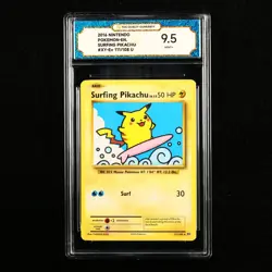 TQG 9.5 MINT+ 2016 Pokemon ENG Surfing Pikachu 111/108 U - Image 1