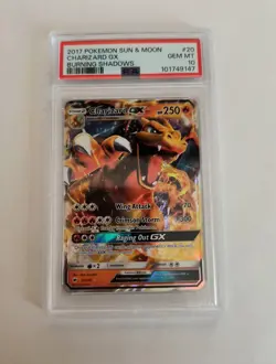 Pokemon PSA 10 Charizard GX Ultra Rare 2017 20/147 Burning Shadows English - Image 1