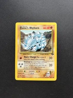 Pokemon Card Gym Challenge Blaine's Rhyhorn 65/132 WOTC - Image 1