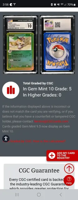 (TOP POP 5) CGC 10 GEM MINT Pokemon ex Sandstorm 48/100 Nuzleaf Reverse Holo - Image 4