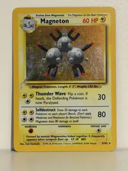 Pokemon TCG Magneton 9/102 Base Set Holo Unlimited Rare LP/MP - Image 1