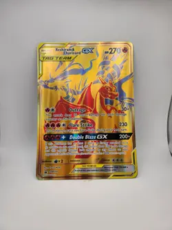 2021 Pokemon RESHIRAM & CHARIZARD GX Tag Team Black Star Promo SM247 JUMBO CARD - Image 1
