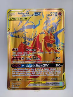 2021 Pokemon RESHIRAM & CHARIZARD GX Tag Team Black Star Promo SM247 JUMBO CARD - Image 2
