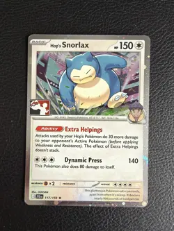 Pokemon TCG - Hop's Snorlax 117/159 Play Stamped Prize Pack Series 8 Cosmos Holo - Image 1
