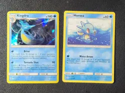 Kingdra 31/147 (holo bleed) & Horsea 29/147 Pokemon card SM Burning Shadows LP - Image 1