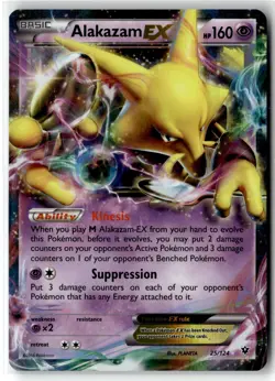 Alakazam EX ⭐ 25/124 Holo Rare EX Fates Collide 2016 Pokemon LP - Image 1