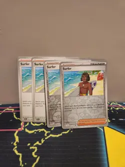 Pokemon Surging Sparks Surfer 187/191 Trainer Playset X4 NM - 2 Reverse & 2 Norm - Image 1