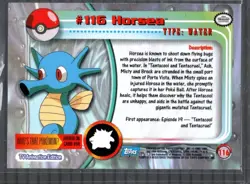 Horsea 2000 Topps Pokemon TV Non Holo Animation Series Blue Logo # 116 - NM - Image 2