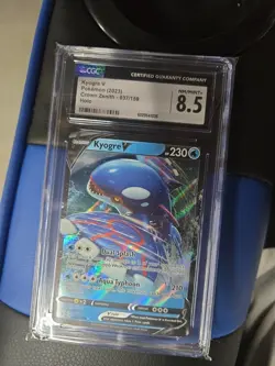 2023 Pokemon Sword & Shield Crown Zenith Full Art Kyogre V #37 CGC 8.5 MINT - Image 1