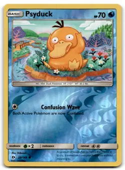 2017 Sun & Moon Pokemon TCG Card #28 Psyduck Reverse Holo - Image 1