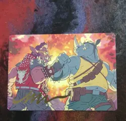 magic the gathering TMNT ROCKSTEADY AND BEPOP ART CARD GOLD STAMPED - Image 1