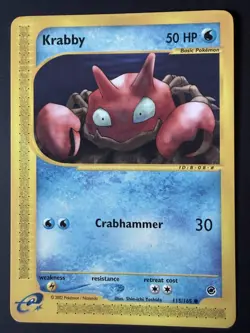 Krabby Pokemon Common Card - Expedition Base Set - 115/165 - Image 1