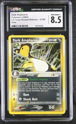 CGC 8.5 Dark Ampharos 2004 EX Team Rocket Returns 2/109 Holo Pokemon Card - Image 1
