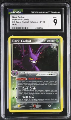 CGC 9 MINT Dark Crobat 2004 EX Team Rocket Returns 3/109 Holo Pokemon Card - Image 1