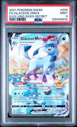 2021 POKEMON SWORD & SHIELD EVOLVING SKIES SECRET FULL ART/GLACEON VMAX PSA 9 - Image 1