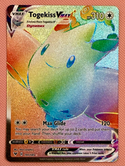 NM Rainbow Togekiss VMAX Secret Rare 191/185 Swsh04: Vivid Voltage Pokemon TCG - Image 1