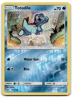 2017 Sun & Moon - Shining Legends Pokemon TCG Card #18 Totodile Reverse Holo - Image 1