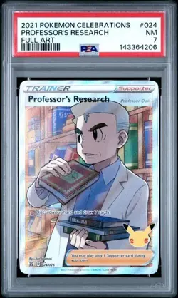 2021 POKEMON CELEBRATIONS #024 FULL ART/PROFESSOR'S RESEARCH PSA 7 NM - Image 1
