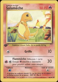 1999 Pokemon FRENCH 1st Edition Base Set Salameche-Charmander 46/102 EX - Image 1