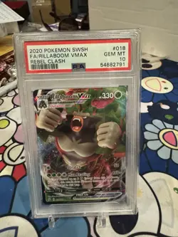 2020 Pokemon Rebel Clash 018/192 Full Art Rillaboom VMAX PSA 10 Gem Mint - Image 1