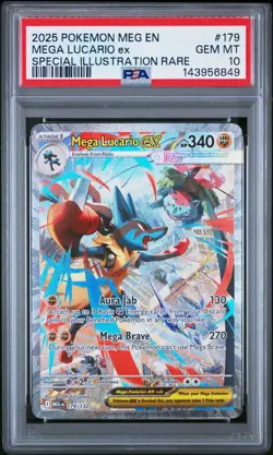 2025 POKEMON MEG EN-SPECIAL ILLUSTRATION RARE #179 MEGA LUCARIO EX PSA 10 - Image 1