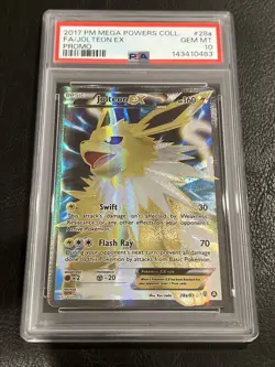2017 POKEMON MEGA POWERS COLL PROMO #28A FULL ART/JOLTEON EX PSA 10 - Image 1