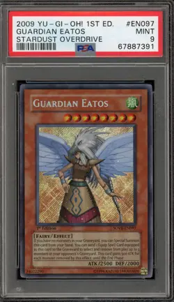 Yu-Gi-Oh! Guardian Eatos Stardust Overdrive 1st Ed Secret Rare SOVR-EN097 PSA 9 - Image 1