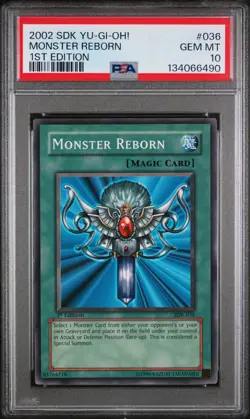2002 YU-GI-OH! STARTER DECK: KAIBA 1ST ED #036 MONSTER REBORN PSA 10 - Image 1