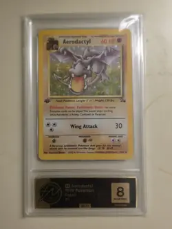 Vintage Pokemon Card - 1st Edition Holo Aerodactyl 1/62 Fossil Set - WAG 8 NM - Image 1
