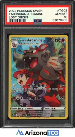 Pokemon 2022 Hisuian Arcanine TG08/TG30 Full Art TG Lost Origin GEM MINT PSA 10 - Image 1
