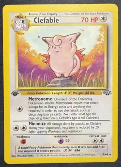 Pokemon TCG Clefable 17/64 Jungle First Edition Non Holo Rare Vintage - Image 1