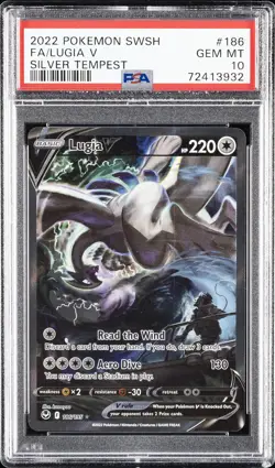 2022 POKEMON SWORD & SHIELD SILVER TEMPEST #186 FULL ART/LUGIA V PSA 10 - Image 1