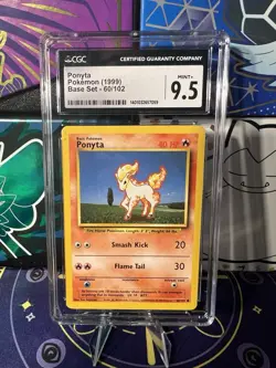 Mint + Ponyta Vintage Base Set 60/102 Graded CGC 9.5 Pokemon - Image 1