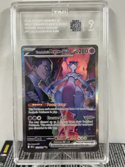 TEAM ROCKET'S MEWTWO EX Pokemon SV Destined Rivals 231/192 SIR TAG Mint 9 - Image 1