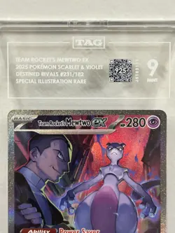 TEAM ROCKET'S MEWTWO EX Pokemon SV Destined Rivals 231/192 SIR TAG Mint 9 - Image 3