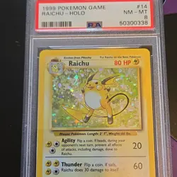 Pokemon 1999 Base Set Raichu Holo PSA 8 14/102 Pokemon TCG English Rare - Image 1