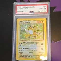 Pokemon 1999 Base Set Raichu Holo PSA 8 14/102 Pokemon TCG English Rare - Image 4
