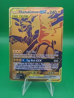 Pokemon TCG Ultra Rare Promo Pikachu And Zekrom Gx Gold - Image 1