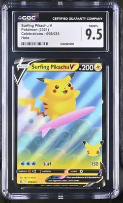 Surfing Pikachu V *CGC 9.5* Holo *Celebrations* #8 *2021* Pokemon - Image 1
