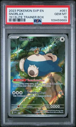 2023 POKEMON SVP EN-SV BLACK STAR PROMO 151 ELITE TRAINER BOX SNORLAX PSA 10 - Image 1