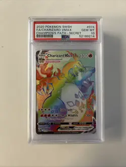 Charizard VMax 074/073 Pokemon PSA 10 GEM MT Champion's Path Rainbow Secret Rare - Image 1