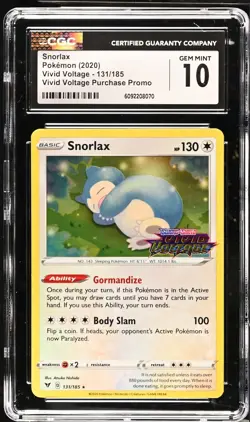 EU Exclusive Snorlax 131/185 Vivid Voltage Stamped Promo Pokemon CGC 10 GEM MINT - Image 1